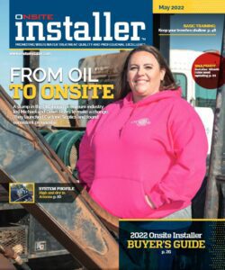 May22OI | Cyclone Septic & Plumbing Cover of the May 2022 Onsite Installer magazine showing Dawn Rohrs