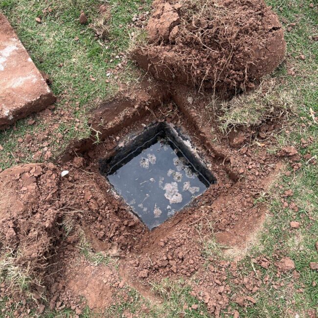 Full septic tank opened before septic pumping in Oklahoma