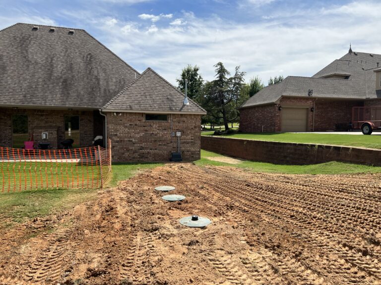 Freshly installed aerobic septic system at a home in Oklahoma City