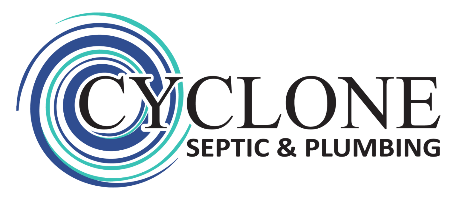 Cyclone Septic & Plumbing (formally Cyclone Septics) logo with circular swirl design in blue and teal