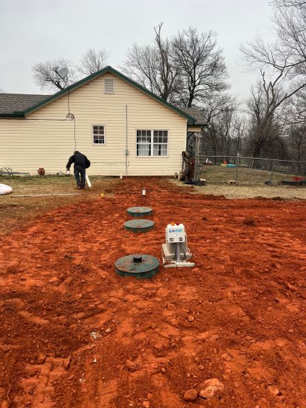Newly installed aerobic septic system at a home in Blanchard, Oklahoma