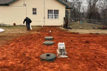 Newly installed aerobic septic system at a home in Blanchard, Oklahoma