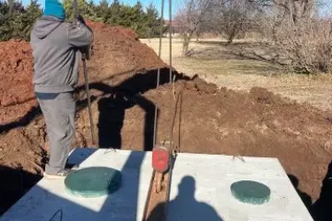 New concrete septic tank being installed in Edmond, Oklahoma