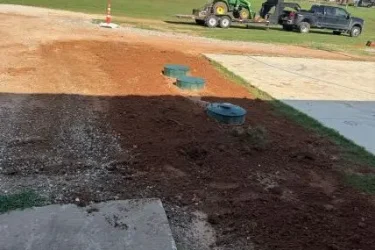 Newly installed aerobic septic system at a home in Guthrie, Oklahoma