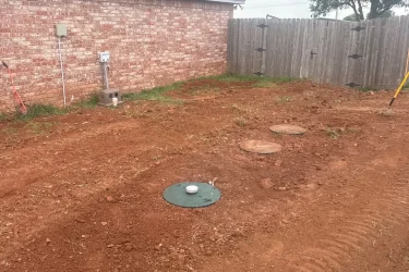 Newly installed aerobic septic system at a home in Piedmont, Oklahoma